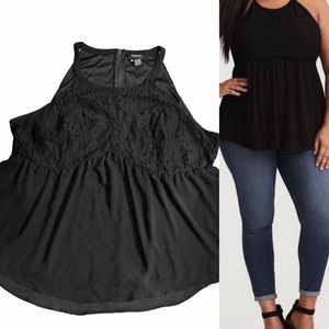 Torrid Black Lace Halter Babydoll Tank Top